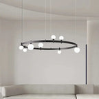 Gunnar – Round Frosted Glass LED Pendant Light with Black Finish for Dining Tables and Bars Monalume.com