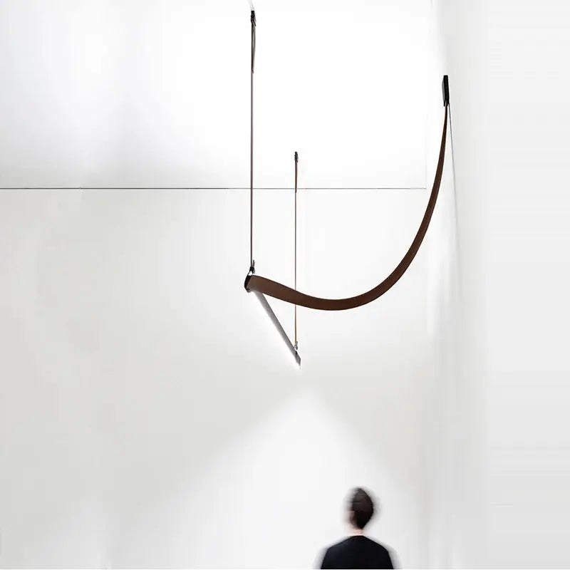 Verdandi – Minimalist Dimmable LED Pendant Light with Leather Belt Design for Dining Tables and Bars Monalume.com