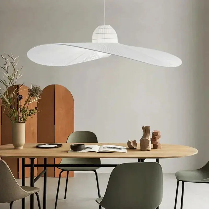 Rayna – Nordic LED Pendant Light with Straw Hat inspired Design Monalume.com