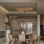 Mika – Handmade Round Japanese Rattan LED Pendant Light for Minimalist Interiors Monalume