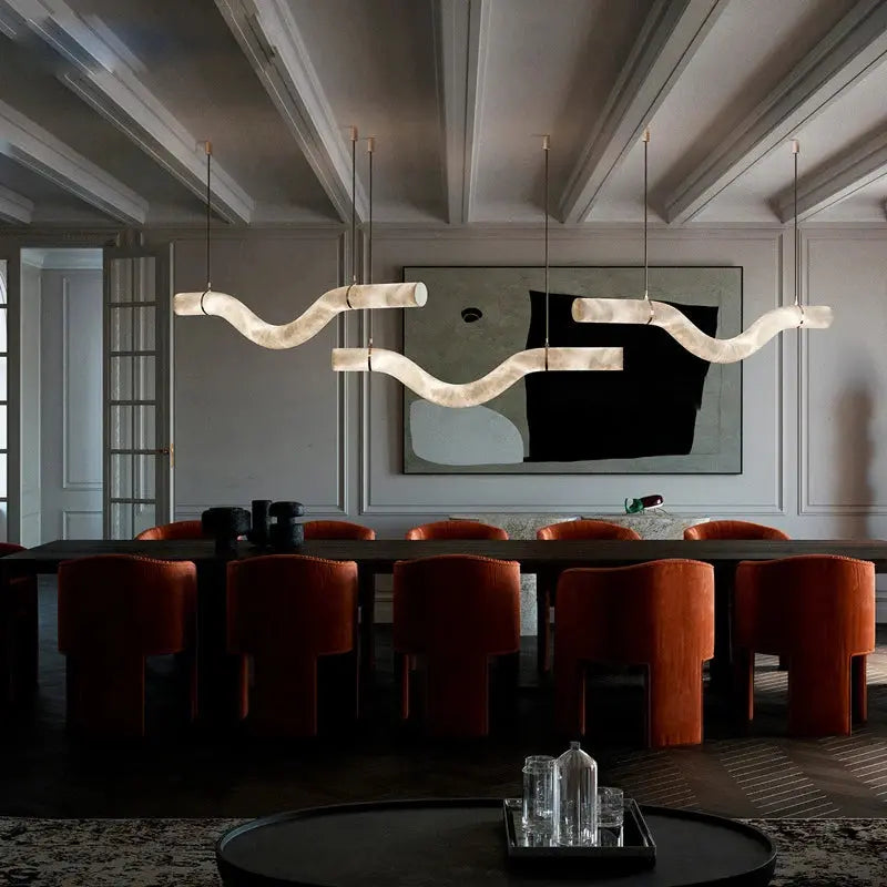 Hasteinn – Dimmable LED Pendant Light with Creative Marble Tube Design for Dining Tables and Bars Monalume.com