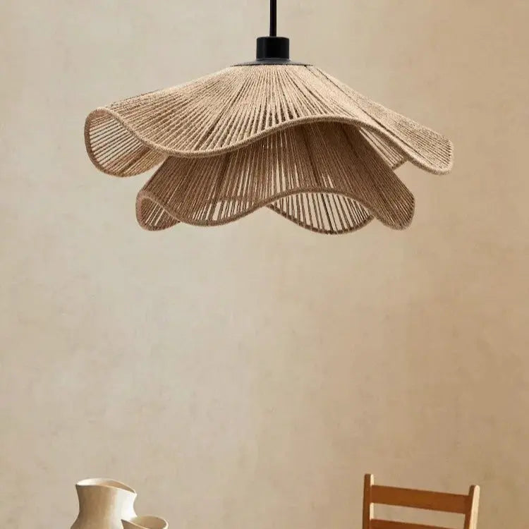 Kirsten – Hand-Knitted Wabi-Sabi Hemp Rope LED Pendant Light for Natural, Rustic Decor Monalume