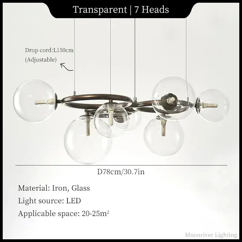 Leif – Modern Glass Ball LED Pendant Light for Dining Tables and Bars Monalume.com