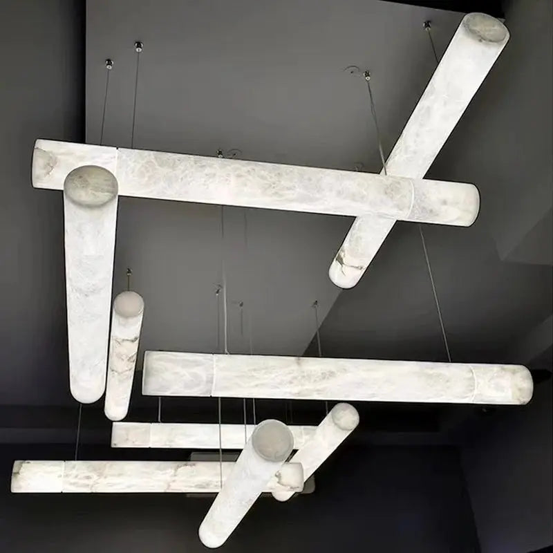 Hasteinn – Dimmable LED Pendant Light with Creative Marble Tube Design for Dining Tables and Bars Monalume.com