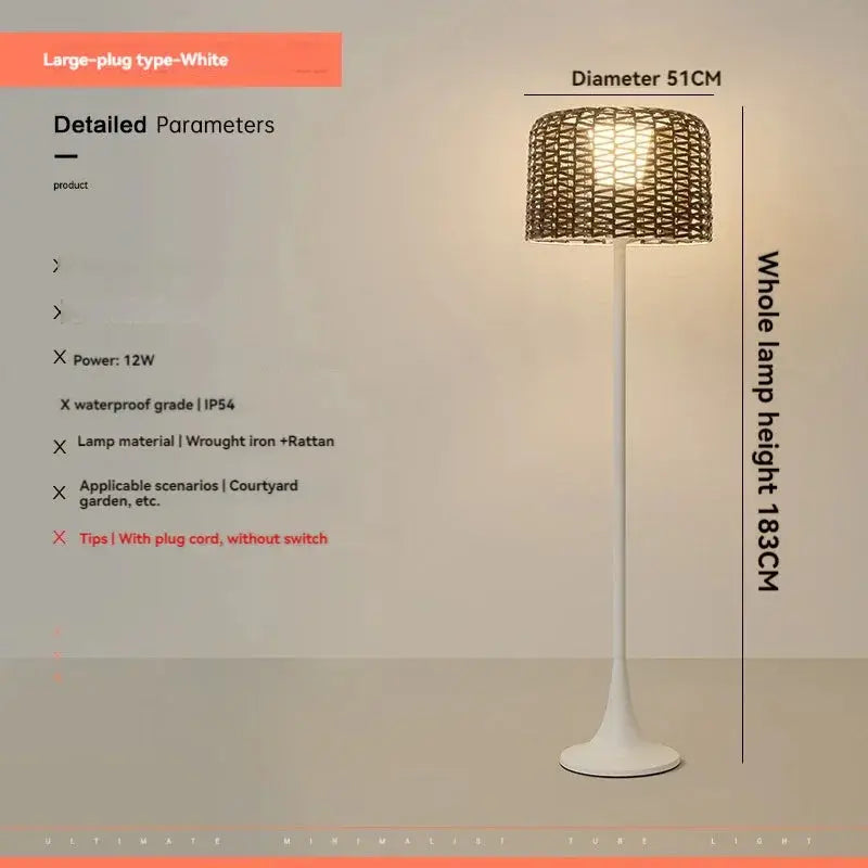 Jorunn – Waterproof IP54 Outdoor Solar LED Rattan Floor Lamp for Eco-Friendly Spaces Monalume