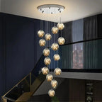 Axelle – Modern Dimmable LED Glass Ball Staircase Chandelier for Elegant Lighting Monalume