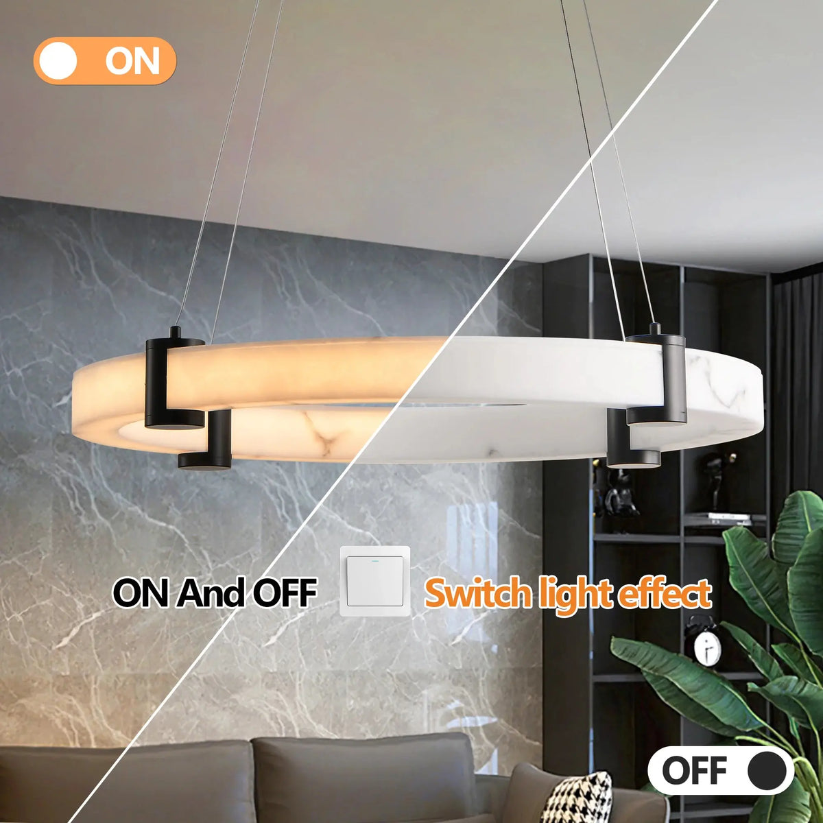 Hjalmar – LED Pendant Light with Elegant Marble Look Finish Lampasa.com
