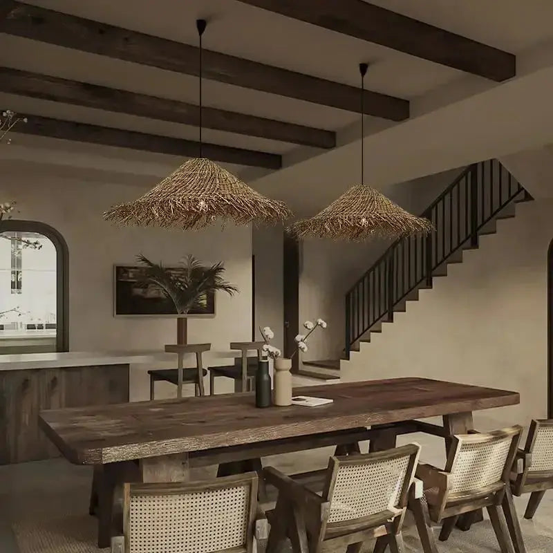 Henrick – Handmade Rattan LED Pendant Light for Natural and Boho Interiors Monalume.com