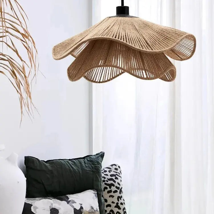 Kirsten – Hand-Knitted Wabi-Sabi Hemp Rope LED Pendant Light for Natural, Rustic Decor Monalume