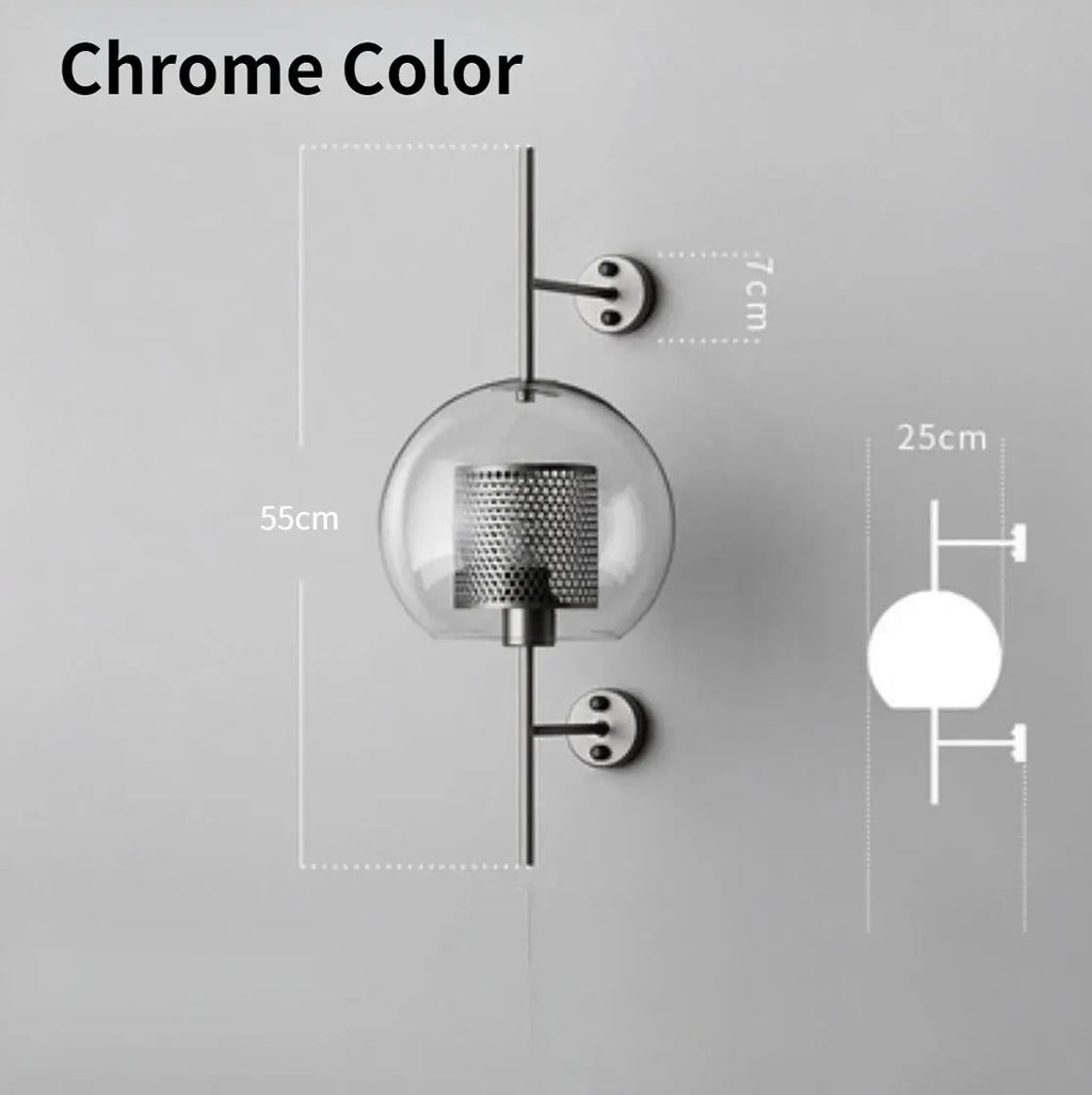 Sola – Modern Industrial LED Wall Light with Glass Shade Lampasa.com