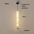 Albert – Dimmable Linear LED Pendant Light with White Alabaster Marble Design Monalume.com