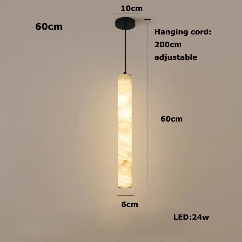 Albert – Dimmable Linear LED Pendant Light with White Alabaster Marble Design Monalume.com