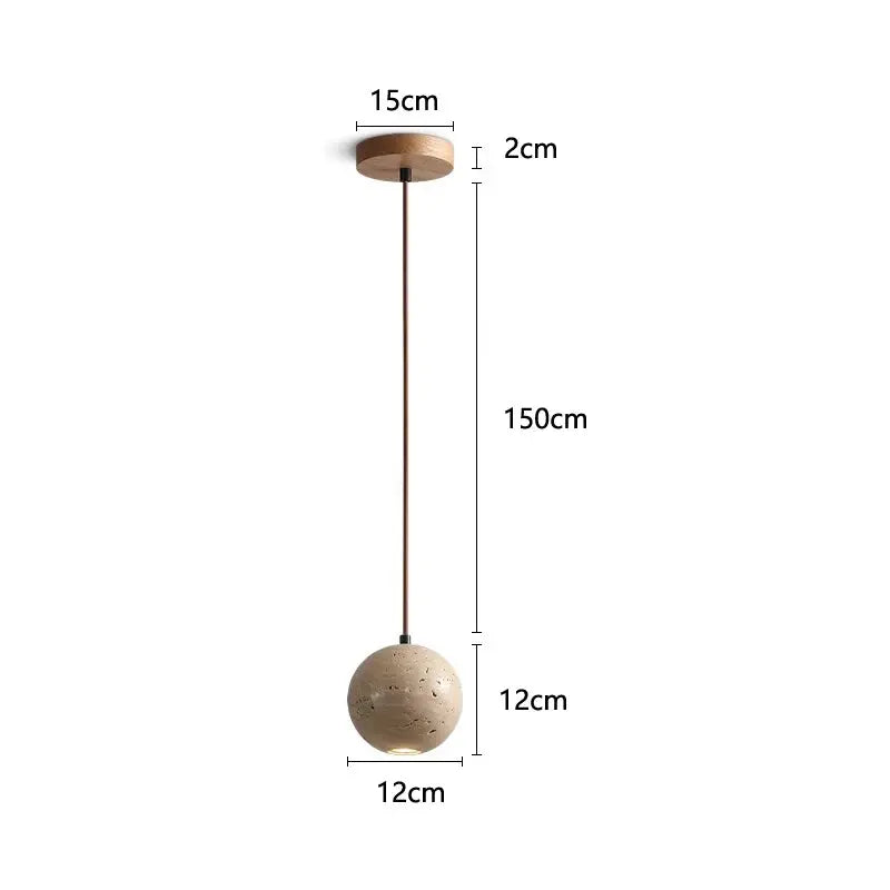 Lennart – Round Cave Stone Sphere LED Pendant Lamp for Natural, Sculptural Lighting Monalume