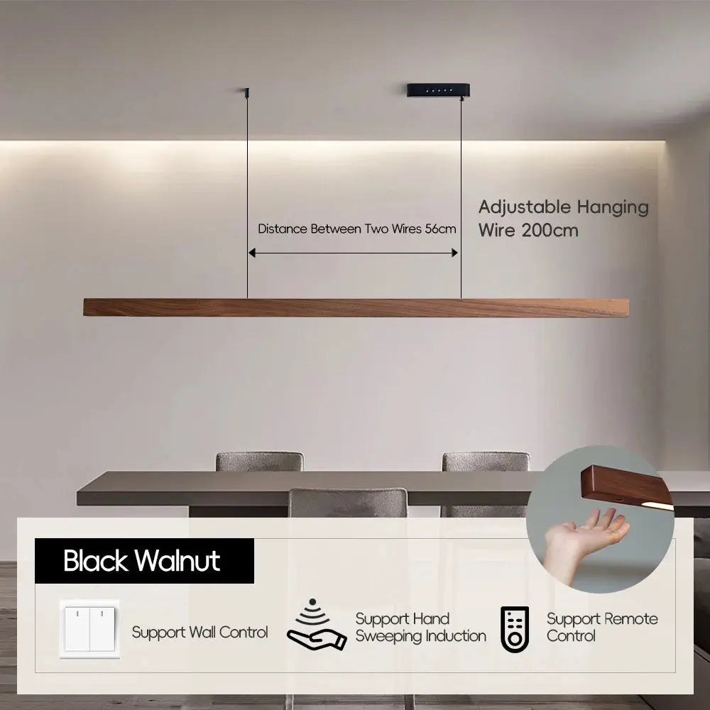 Einar (Walnut-Pine Edition) – Dimmable Wooden Sweep Sensor Smart LED Pendant Lamp for Modern Smart Homes Monalume