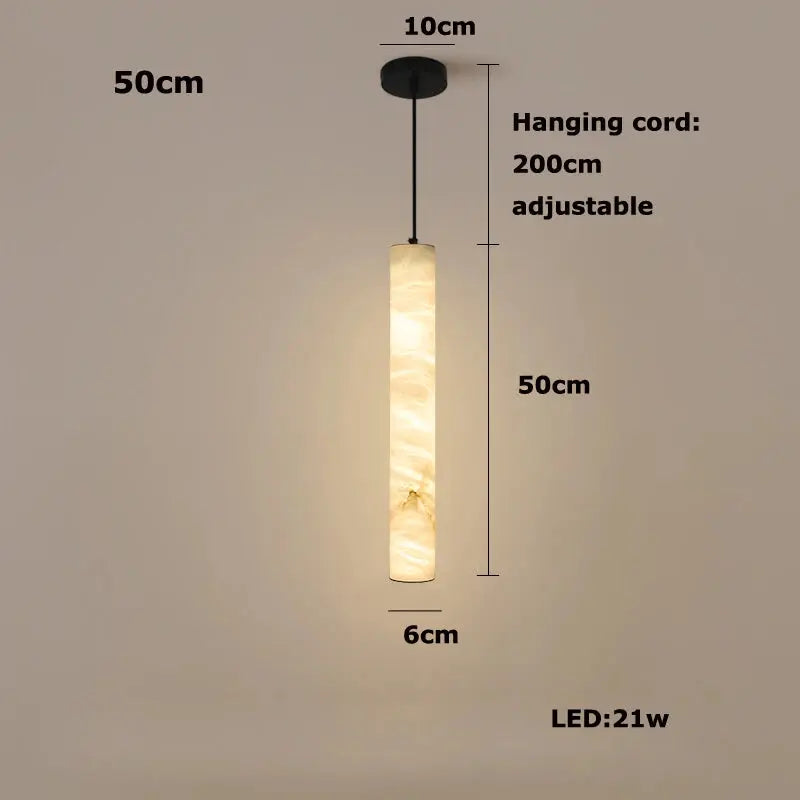 Albert – Dimmable Linear LED Pendant Light with White Alabaster Marble Design Monalume.com