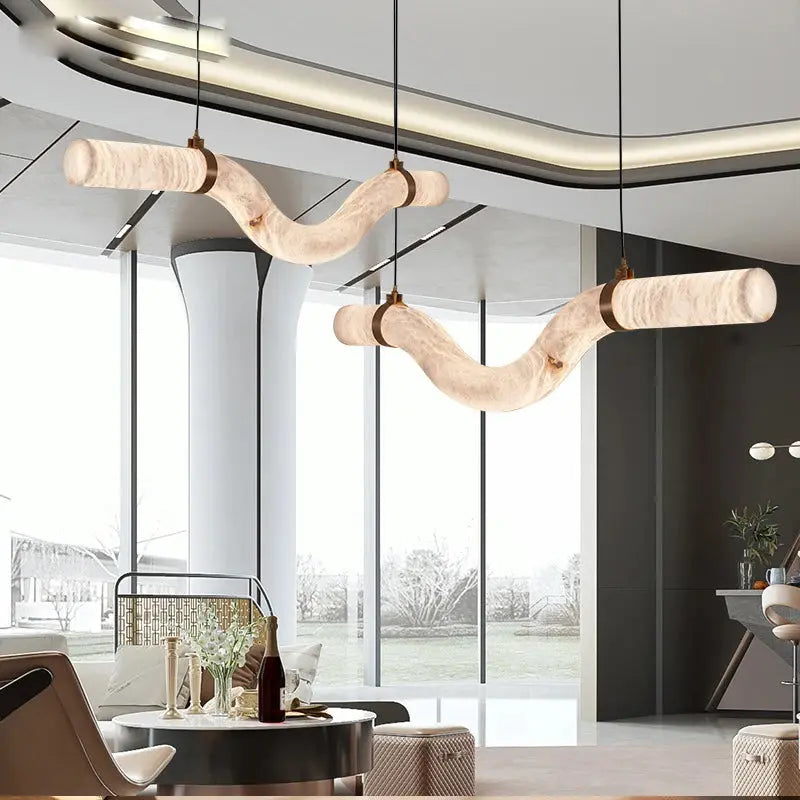 Hasteinn – Dimmable LED Pendant Light with Creative Marble Tube Design for Dining Tables and Bars Monalume.com