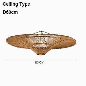 Mika – Handmade Round Japanese Rattan LED Pendant Light for Minimalist Interiors Monalume