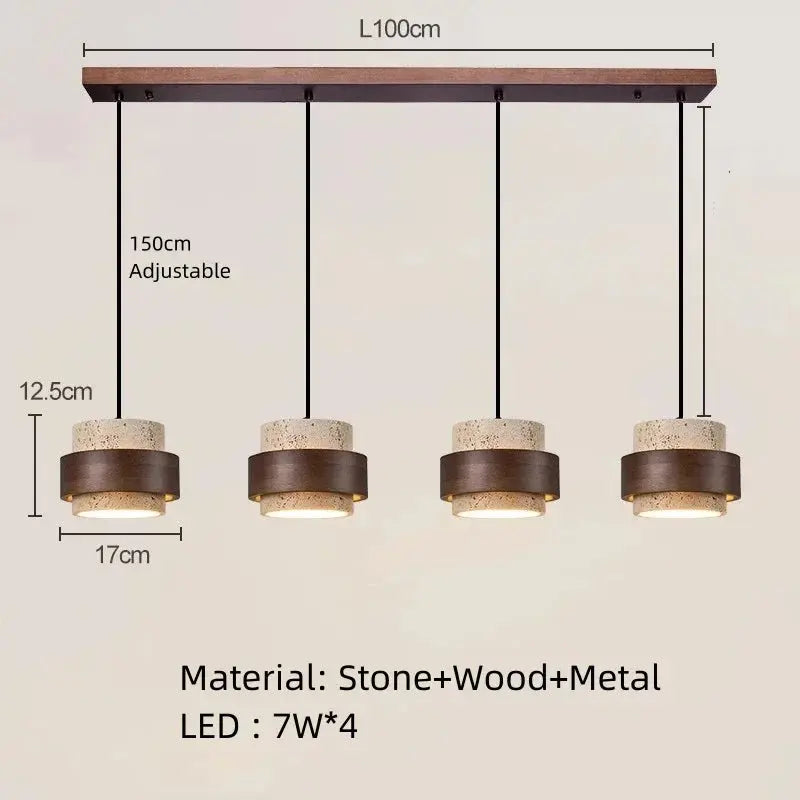 Josefin – Natural Stone & Wood LED Pendant Lamp Lampasa.com