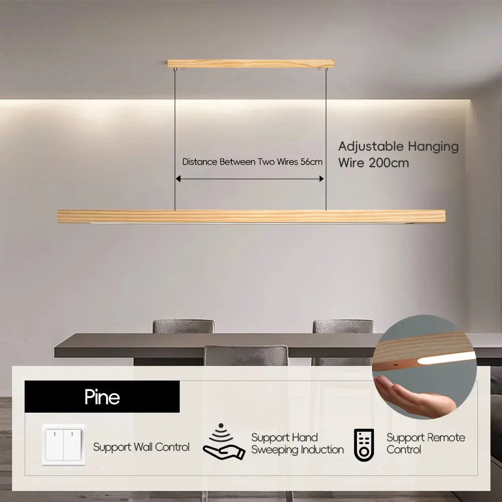 Einar (Walnut-Pine Edition) – Dimmable Wooden Sweep Sensor Smart LED Pendant Lamp for Modern Smart Homes Monalume