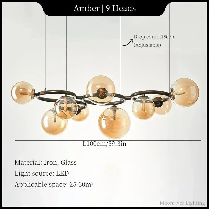 Leif – Modern Glass Ball LED Pendant Light for Dining Tables and Bars Monalume.com