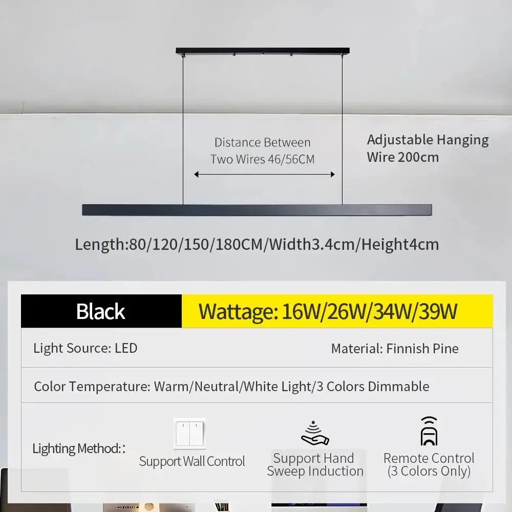 Einar – Dimmable Smart LED Pendant Light with Wooden Design and Sweep Sensor (Black & White Edition) Monalume.com
