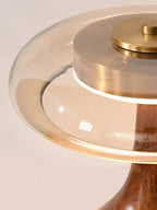 Julius – Mushroom-Style Glass and Walnut LED Table Lamp for Elegant Living Spaces Monalume