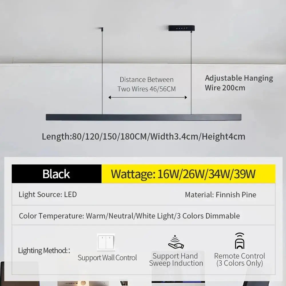 Einar – Dimmable Smart LED Pendant Light with Wooden Design and Sweep Sensor (Black & White Edition) Monalume.com