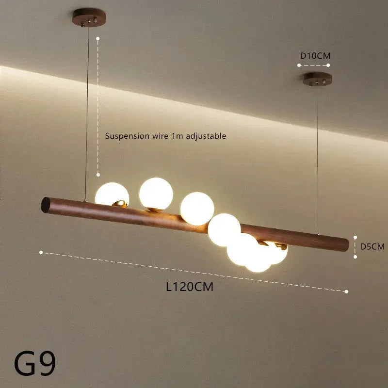Danby – Nordic Wooden and Glass Ball LED Pendant Lamp for Warm, Modern Decor Monalume