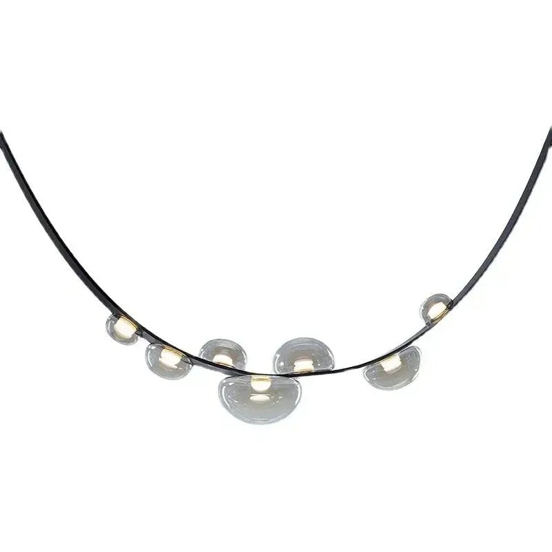 Krystof – Nordic Dimmable LED Pendant Light with Glass Shade and Leather Belt Suspension Monalume.com