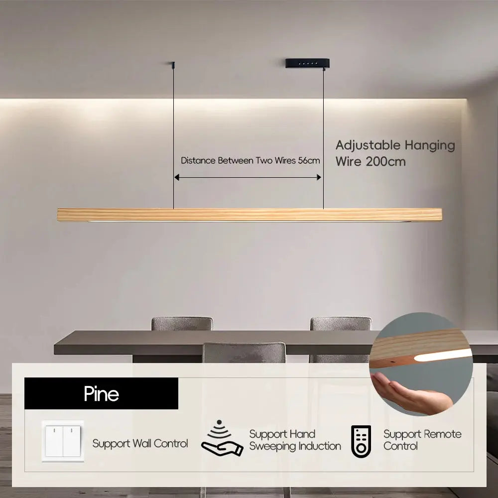 Einar (Walnut-Pine Edition) – Dimmable Wooden Sweep Sensor Smart LED Pendant Lamp for Modern Smart Homes Monalume