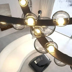 Krystof – Nordic Dimmable LED Pendant Light with Glass Shade and Leather Belt Suspension Monalume.com
