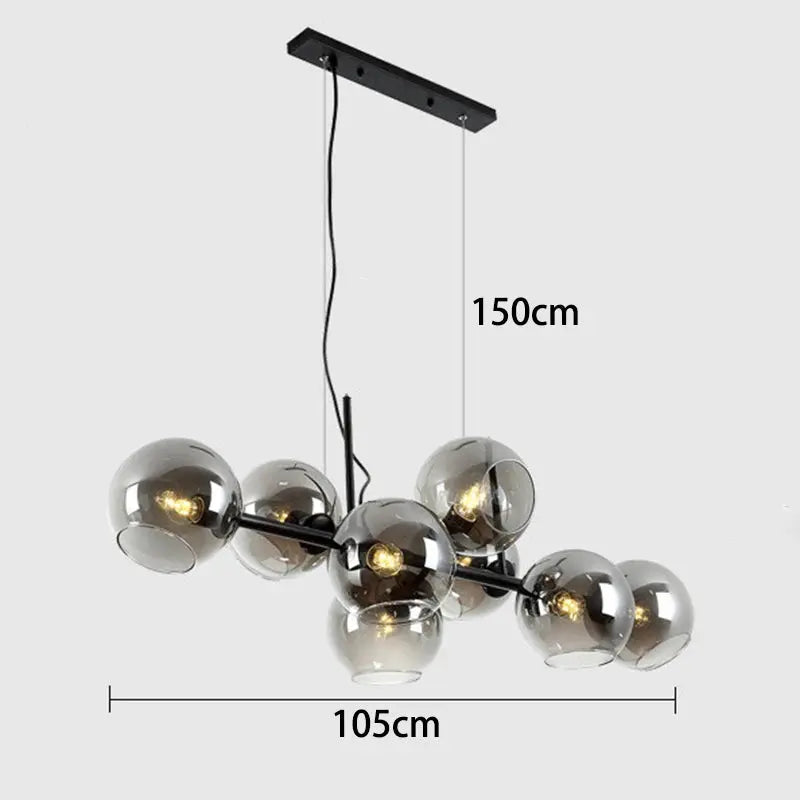 Hanna – Modern Dimmable LED Pendant Light with Glass Ball Design for Dining Tables and Bars Monalume.com