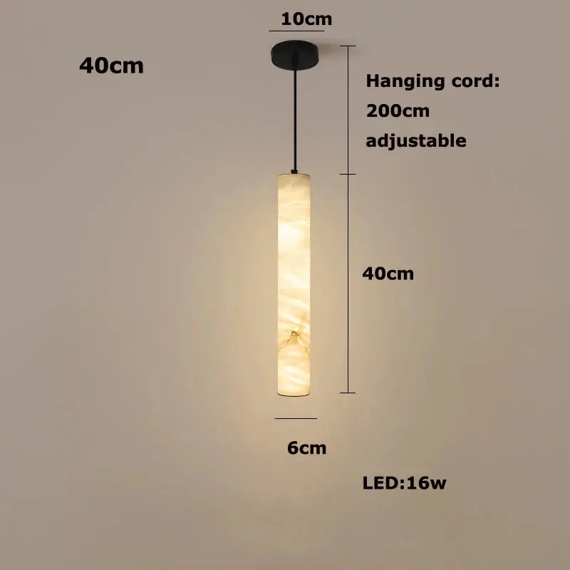Albert – Dimmable Linear LED Pendant Light with White Alabaster Marble Design Monalume.com