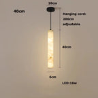 Albert – Dimmable Linear LED Pendant Light with White Alabaster Marble Design Monalume.com