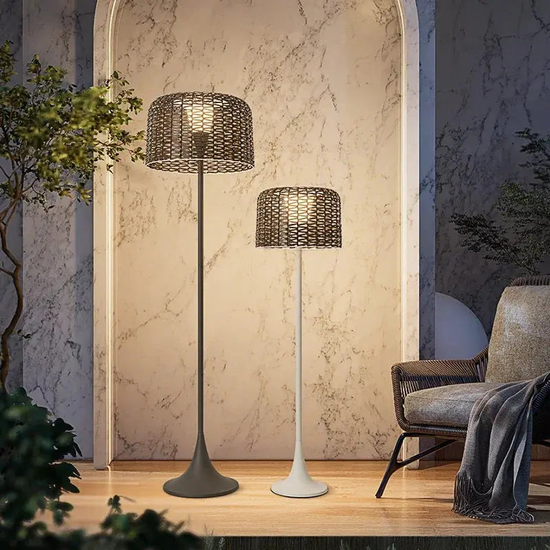 Jorunn – Waterproof IP54 Outdoor Solar LED Rattan Floor Lamp for Eco-Friendly Spaces Monalume