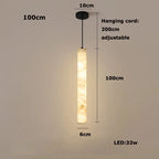 Albert – Dimmable Linear LED Pendant Light with White Alabaster Marble Design Monalume.com