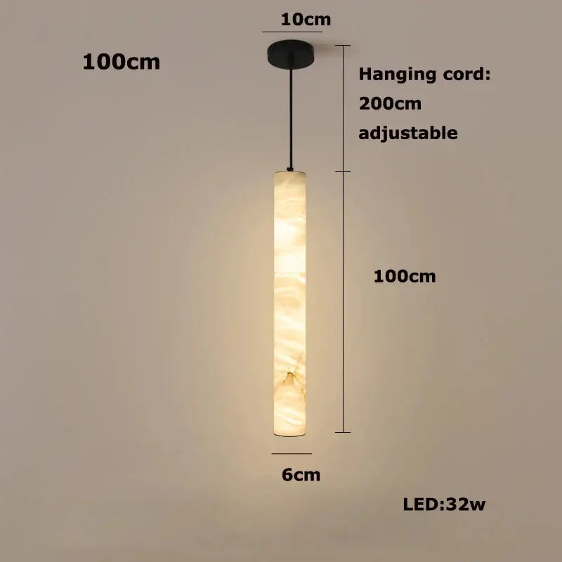 Albert – Dimmable Linear LED Pendant Light with White Alabaster Marble Design Monalume.com