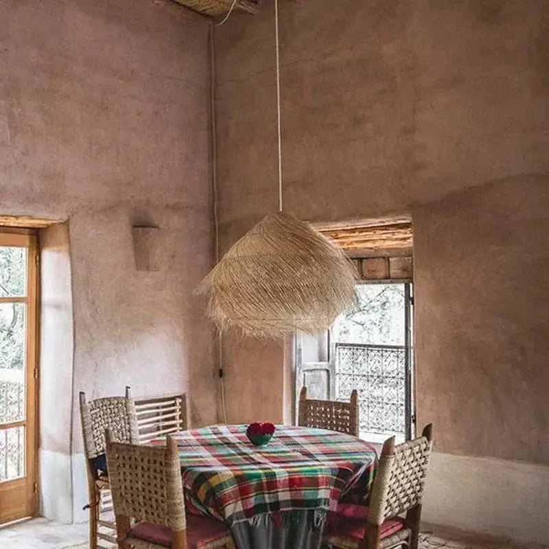 Elva – Handmade Retro Rattan LED Pendant Light for Warm, Stylish Spaces Monalume