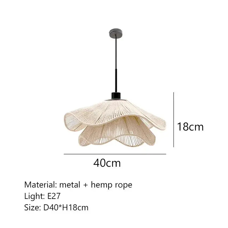 Kirsten – Hand-Knitted Wabi-Sabi Hemp Rope LED Pendant Light for Natural, Rustic Decor Monalume