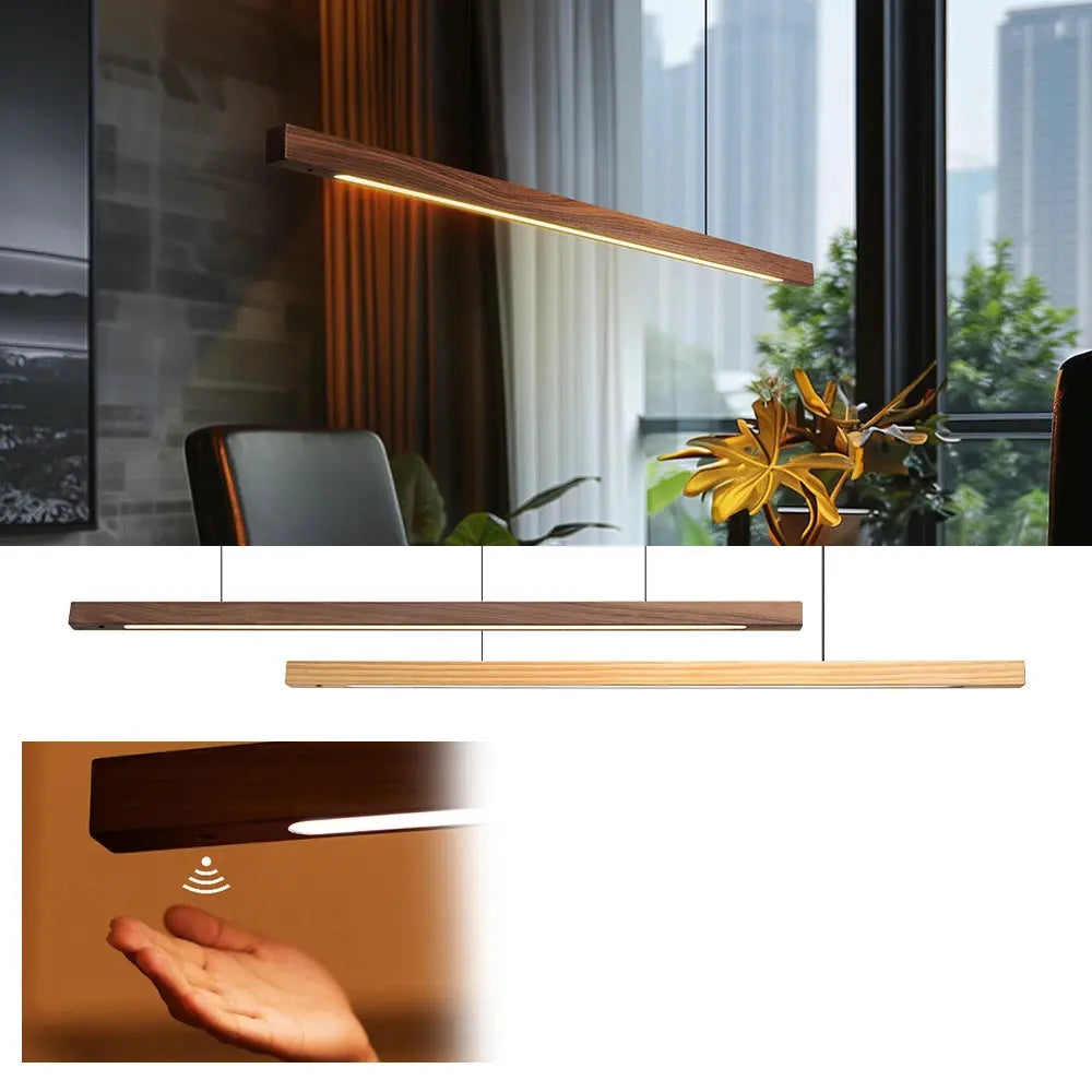 Einar (Walnut-Pine Edition) – Dimmable Wooden Sweep Sensor Smart LED Pendant Lamp for Modern Smart Homes Monalume