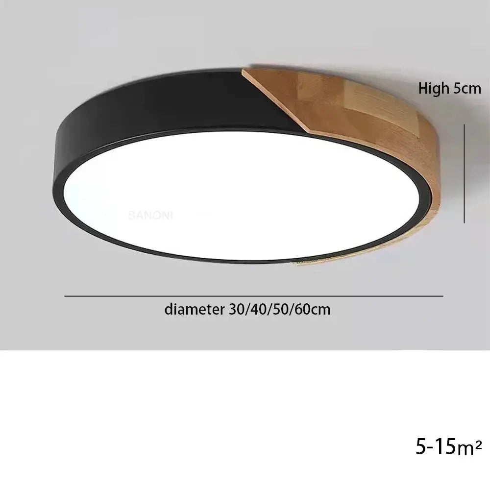 Aren – Modern LED Ceiling Lamp with Wooden Edge for Warm, Stylish Lighting Monalume