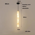 Albert – Dimmable Linear LED Pendant Light with White Alabaster Marble Design Monalume.com