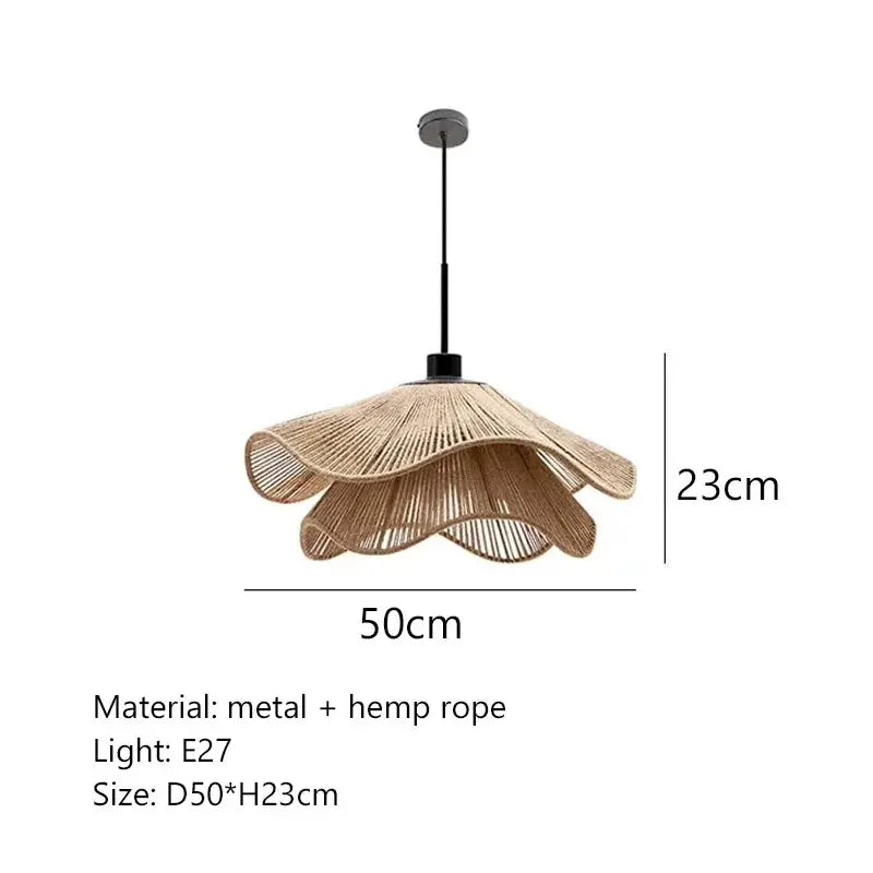 Kirsten – Hand-Knitted Wabi-Sabi Hemp Rope LED Pendant Light for Natural, Rustic Decor Monalume