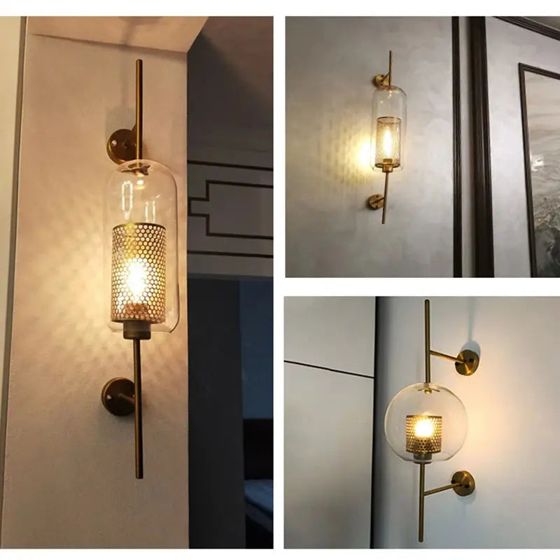 Sola – Modern Industrial LED Wall Light with Glass Shade Lampasa.com