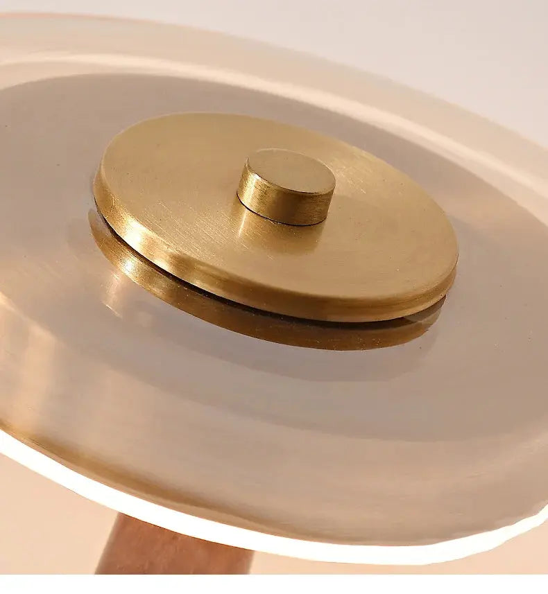 Julius – Mushroom-Style Glass and Walnut LED Table Lamp for Elegant Living Spaces Monalume
