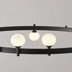 Gunnar – Round Frosted Glass LED Pendant Light with Black Finish for Dining Tables and Bars Monalume.com