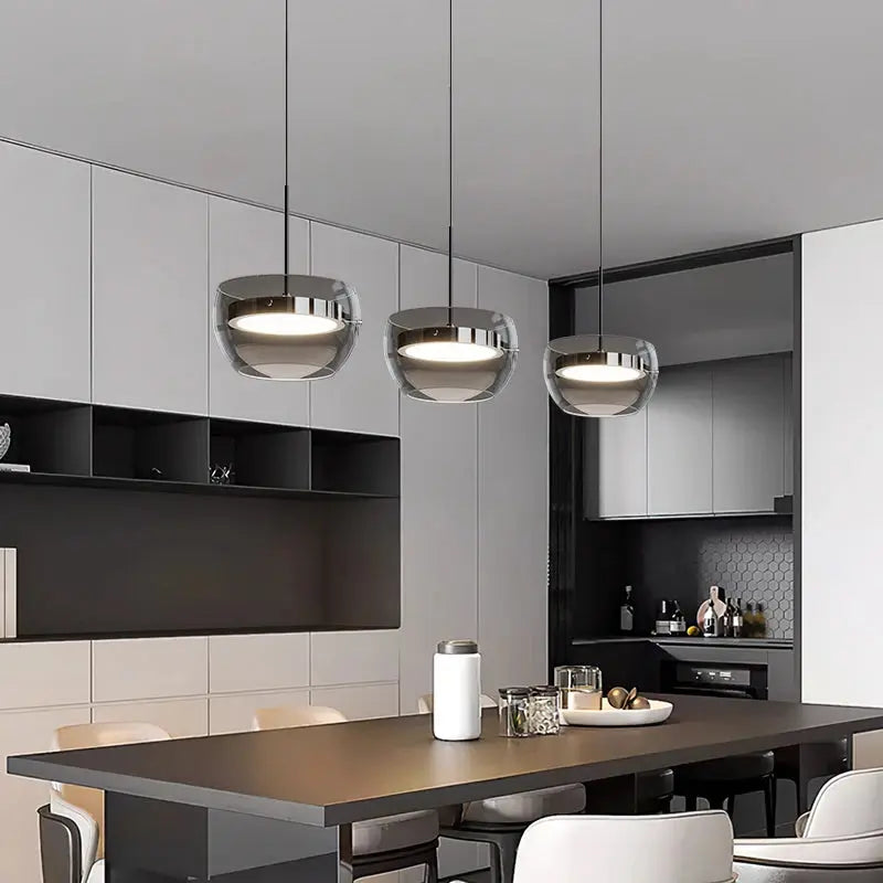 Haakon – Modern Smoked Glass LED Pendant Light for Dining Tables and Bars Monalume.com