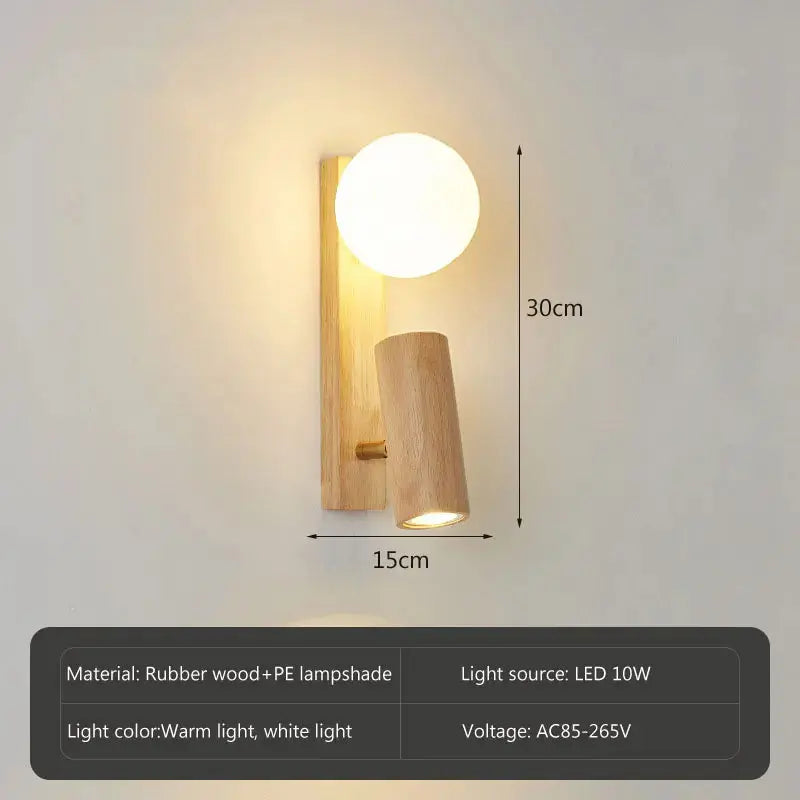 Nordic wooden swivel LED spotlight wall lamp – Elvyn Lampasa.com