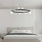 Gunnar – Round Frosted Glass LED Pendant Light with Black Finish for Dining Tables and Bars Monalume.com