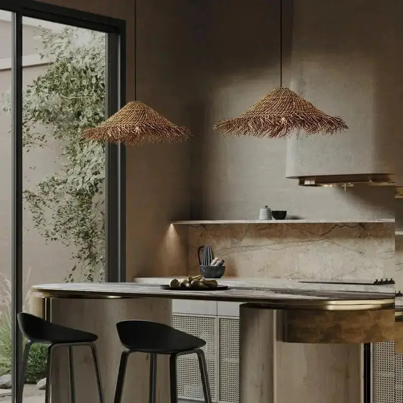 Henrick – Handmade Rattan LED Pendant Light for Natural and Boho Interiors Monalume.com